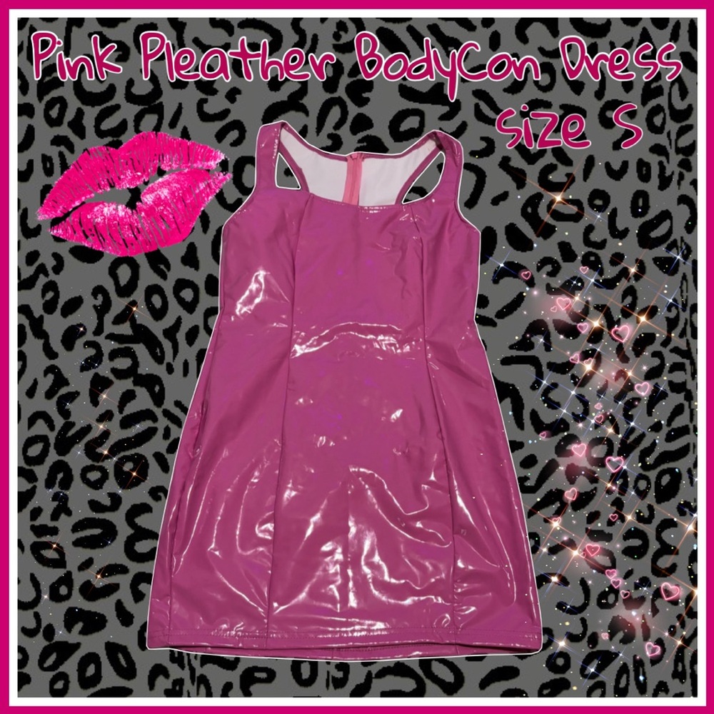 sexy NWT pink pleather BodyCon mini DRESS size S
